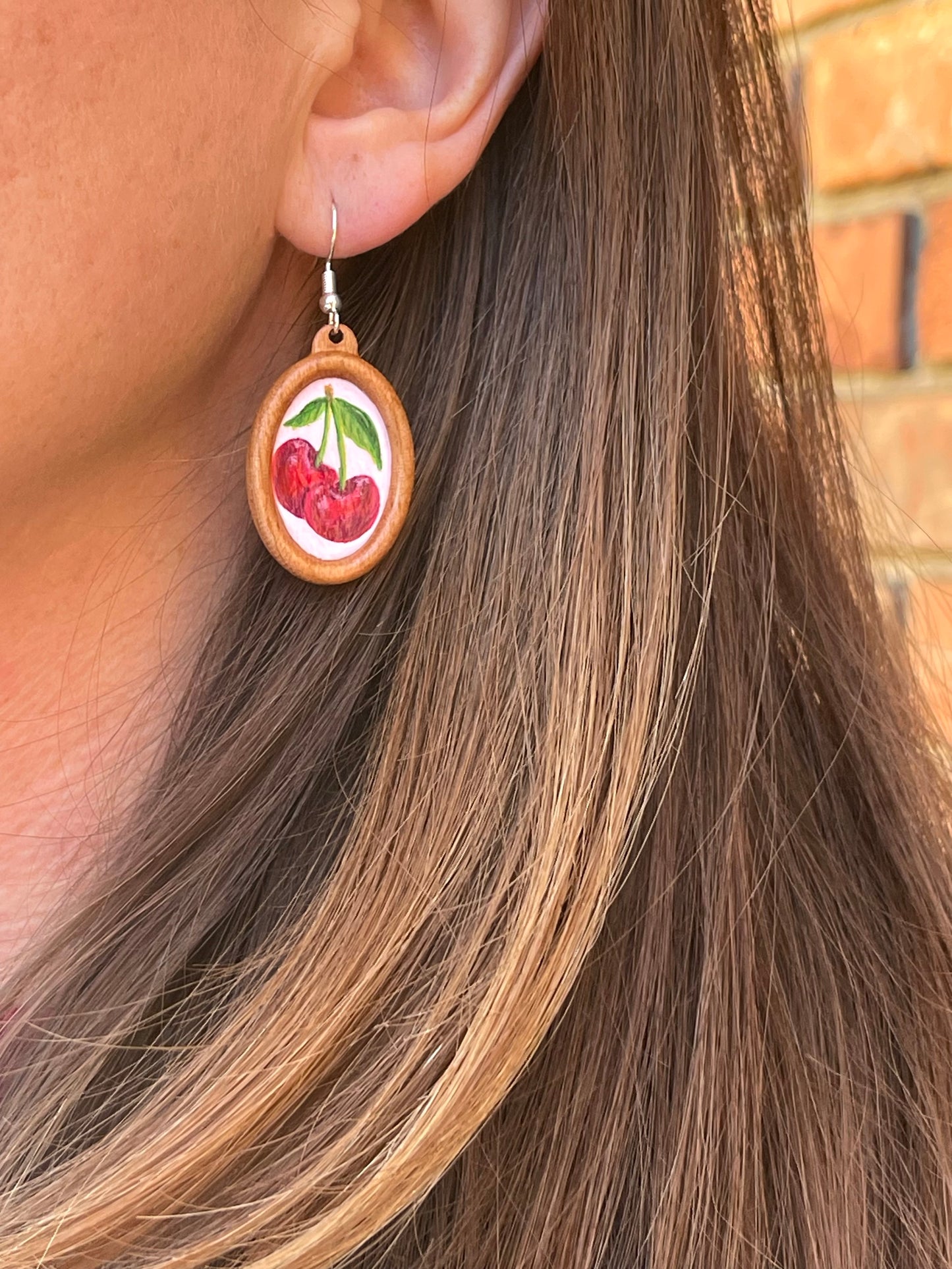 Miniature Art Earrings- Cherries