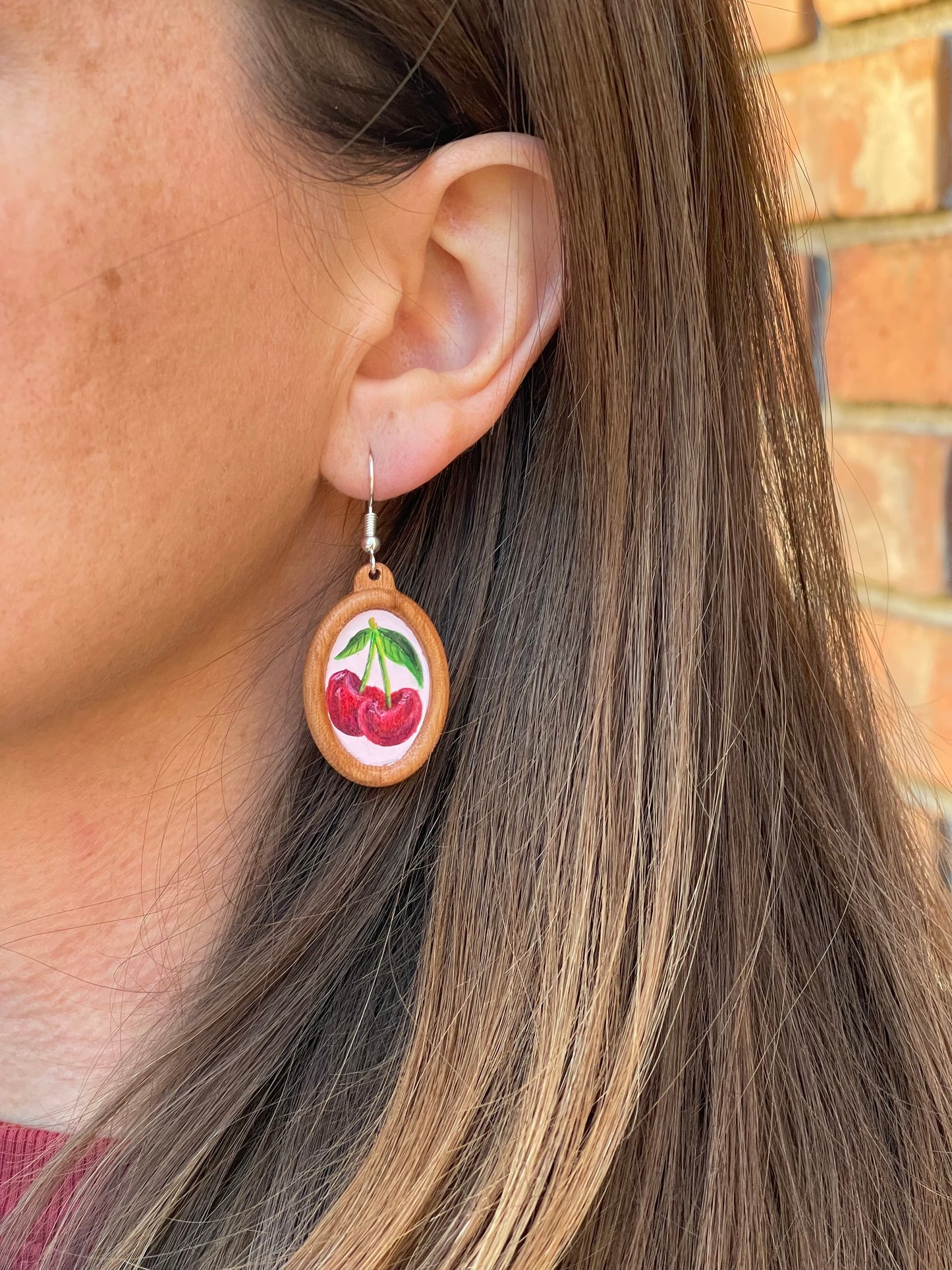 Miniature Art Earrings- Cherries