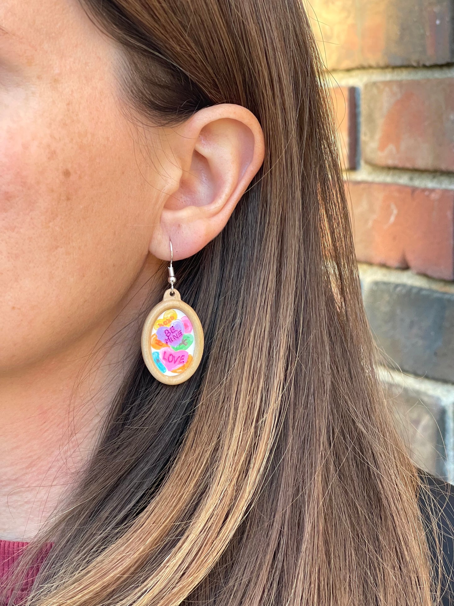Miniature Art Earrings-Conversation Hearts