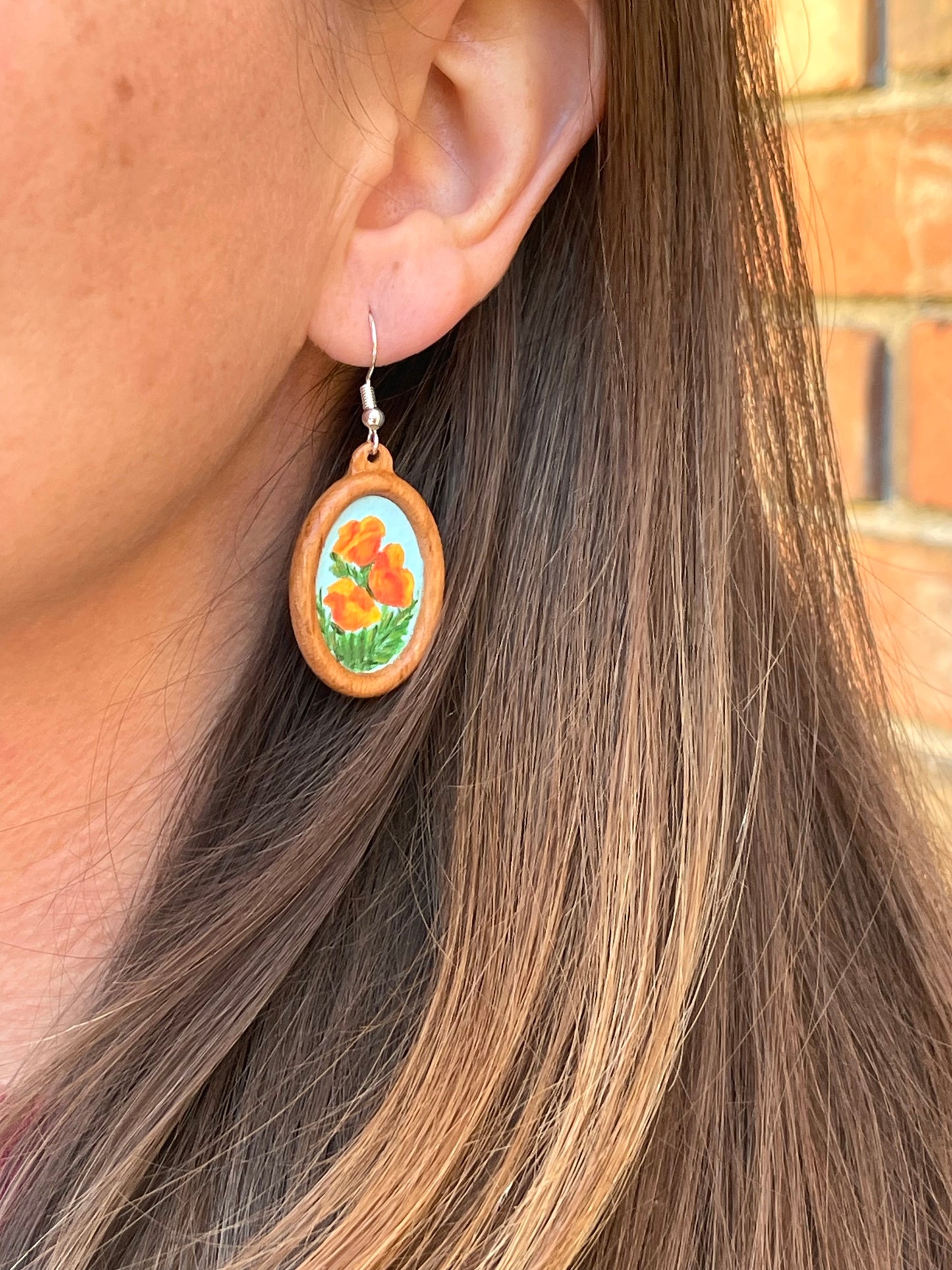 Miniature Art Earrings- California Poppies (Copy)