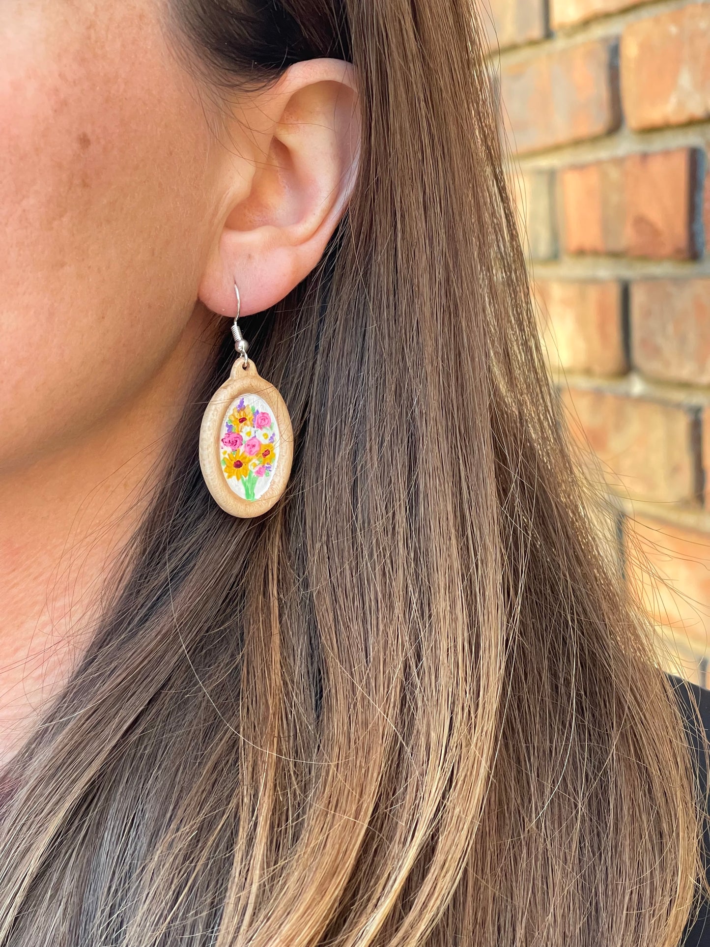 Miniature Art Earrings- Floral bouquet