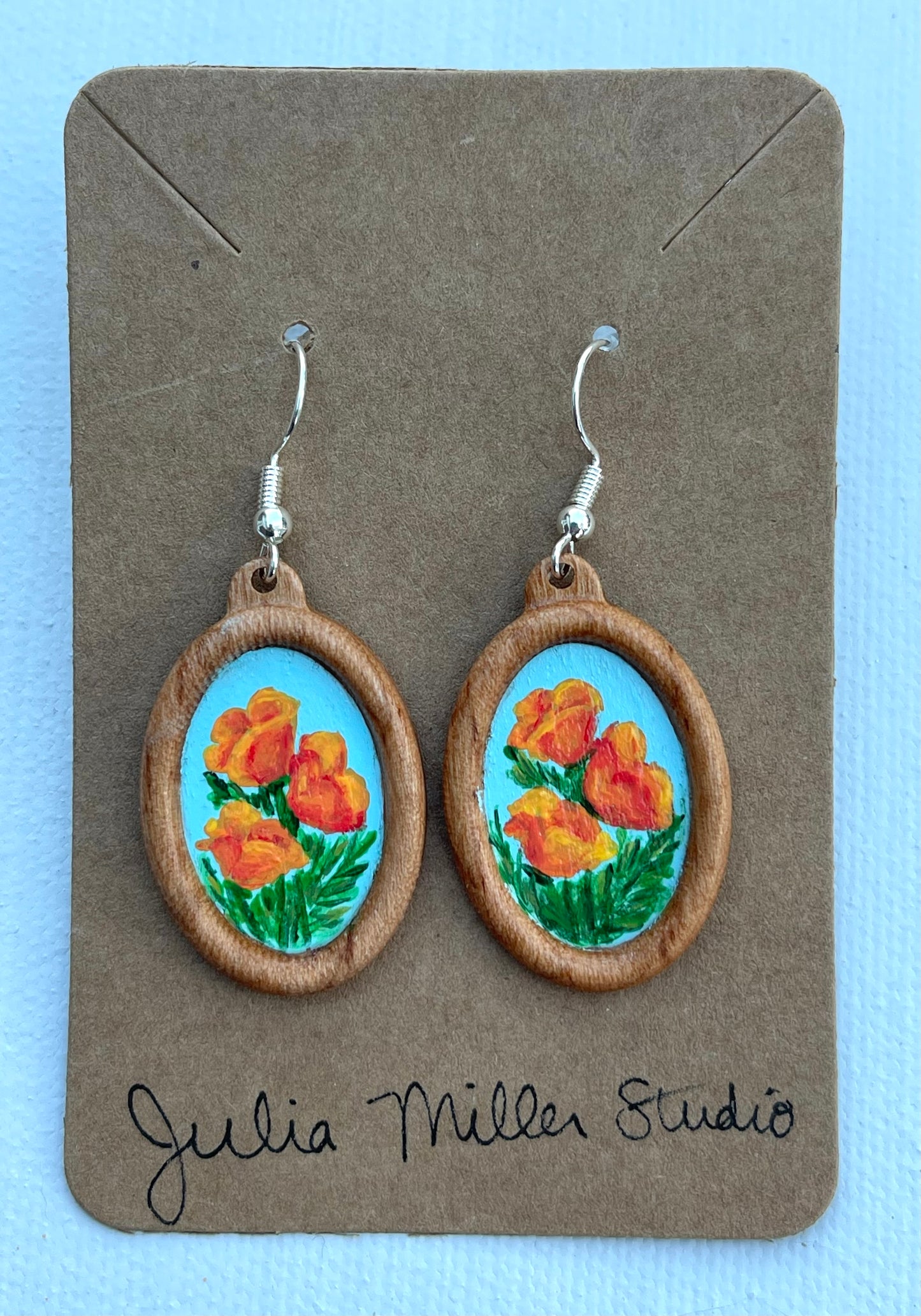 Miniature Art Earrings- California Poppies (Copy)