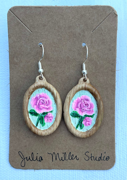 Miniature Art Earrings- Pink Rose