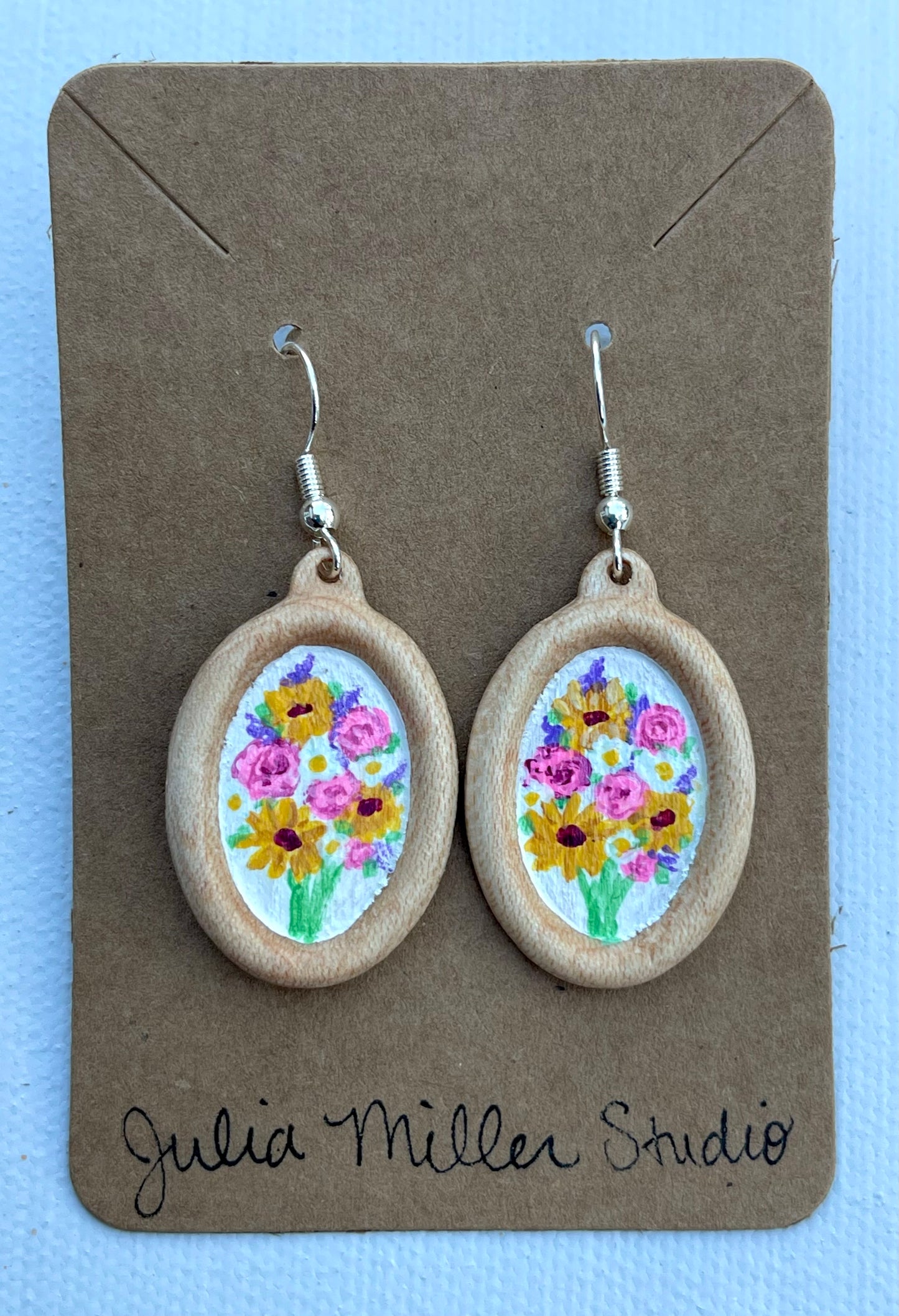 Miniature Art Earrings- Floral bouquet
