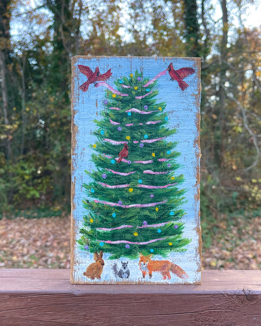 Christmas tree with woodland animals