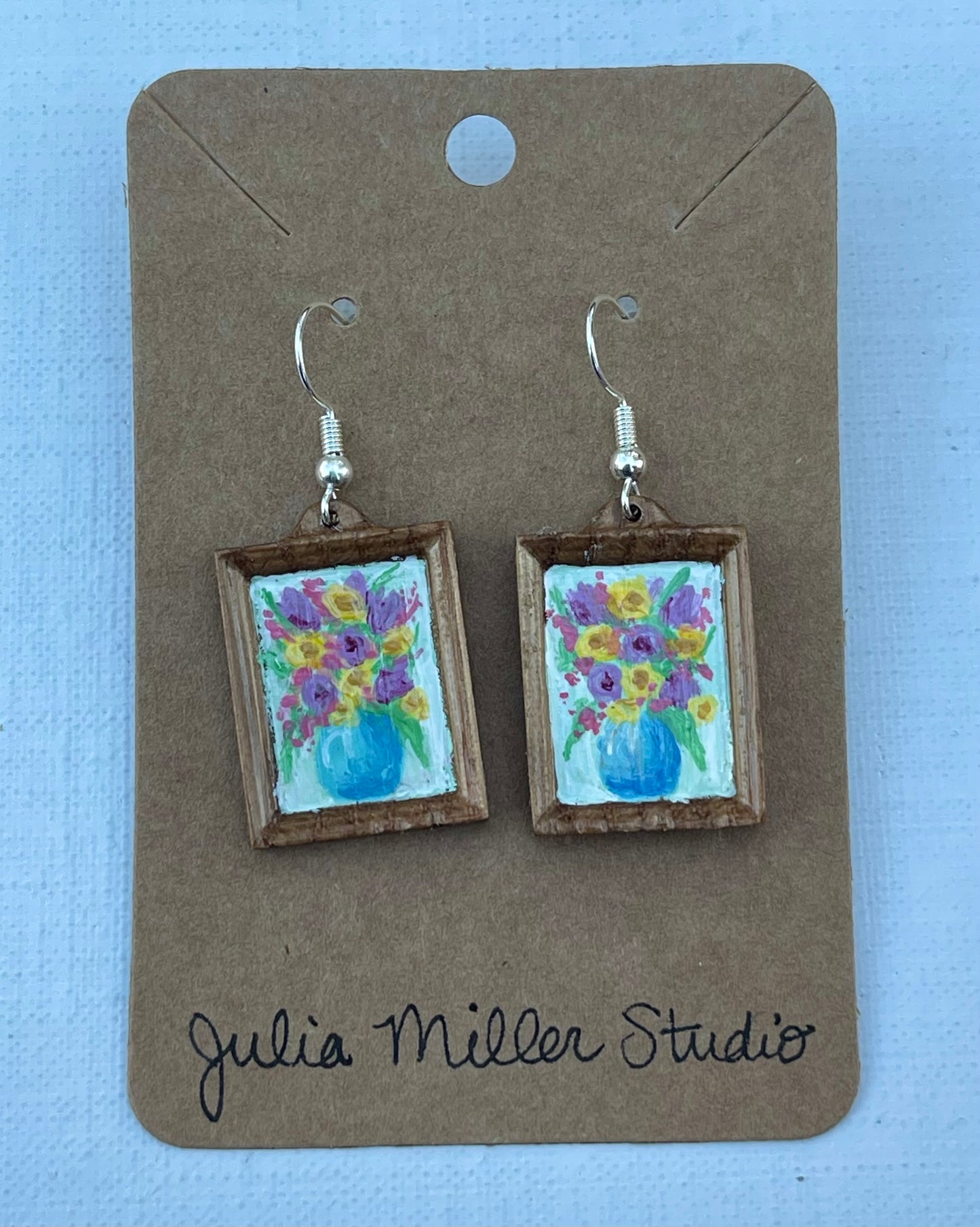 Miniature Art Earrings- Floral bouquet