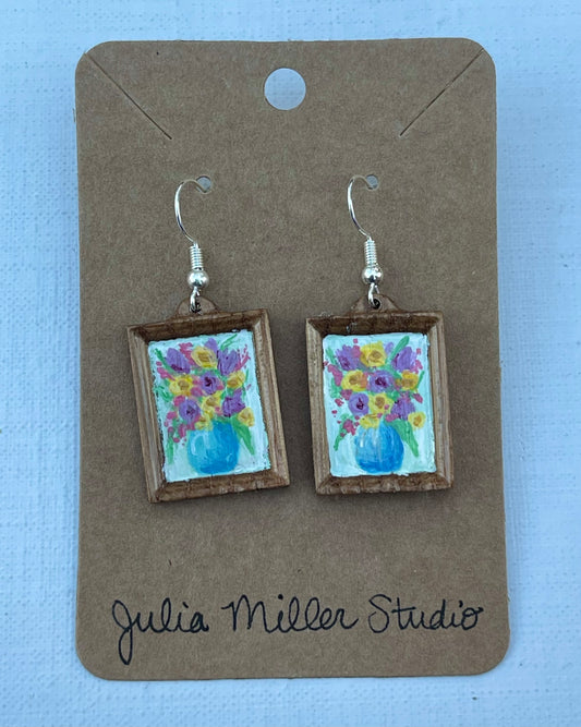 Miniature Art Earrings- Floral bouquet